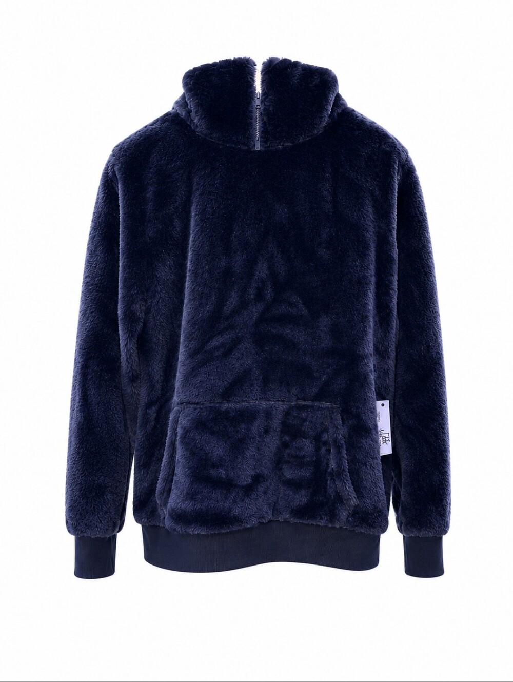 Faded Rose Black Faux Fur Hoodie Teddy Plush Pullover Soft Lounge Sweatshirt M